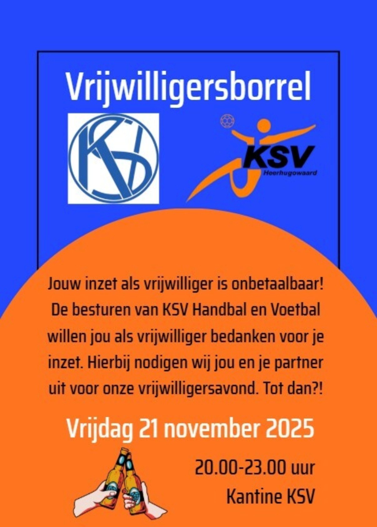 Vrijwilligersborrel vrijdag 21 november